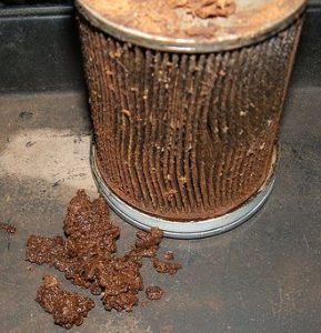 Badly contaminated diesel fuel filter