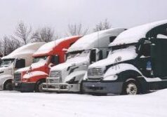 Trucks in snow